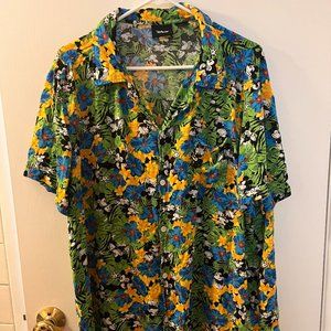 Disney Mickey Mouse In The Jungle Hawaiian Floral Print Size XXL